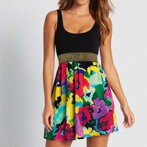 Forever 21 floral sleeveless empire/ metallic waistband dress ❤️